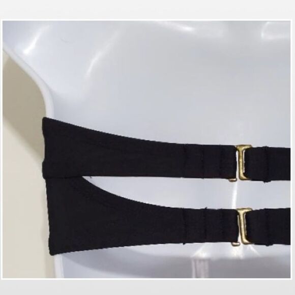 Xhilartion Swimwear Bikini Bandeau Top Womens Small Petite Black Bathing Suit - Picture 14 of 16